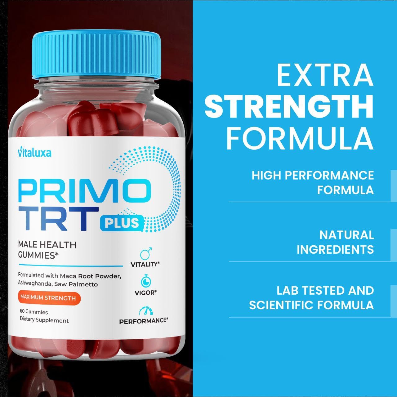 (2 Pack) Primo TRT Gummies, Primo TRT Advanced Performance Blend Supplement, PrimoTRT Try Prime Gomitas Maximum Strength for Males Support for Overall Health Wellness All Natural Ingredients (120 Ct) - dailyvitalstore