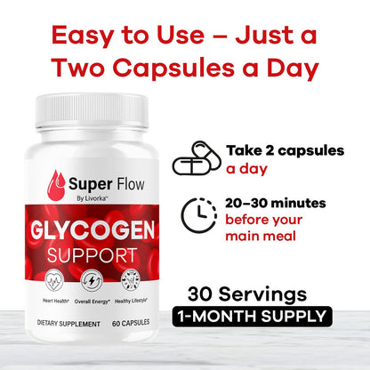 (2 Pack) Super Flow Glycogen Capsules - Official SuperFlow Advanced Glycogen Support Pills - Maximum Strength, Natural Formula Vitamins for Overall Health & Wellness Reviews, 120 Capsules for 2 Months - dailyvitalstore