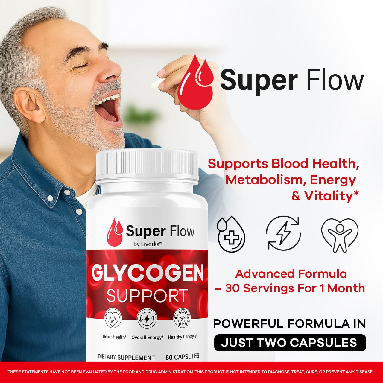(2 Pack) Super Flow Glycogen Capsules - Official SuperFlow Advanced Glycogen Support Pills - Maximum Strength, Natural Formula Vitamins for Overall Health & Wellness Reviews, 120 Capsules for 2 Months - dailyvitalstore