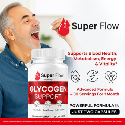(2 Pack) Super Flow Glycogen Capsules - Official SuperFlow Advanced Glycogen Support Pills - Maximum Strength, Natural Formula Vitamins for Overall Health & Wellness Reviews, 120 Capsules for 2 Months - dailyvitalstore