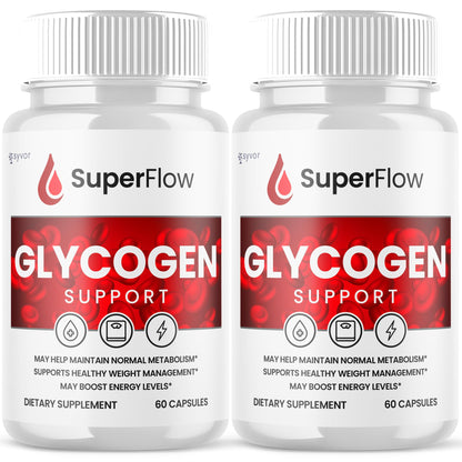 (2 Pack) Super Flow Glycogen Support, Official SuperFlow Advanced Formula Glyco Optimizer Capsules, All Natural Super Flow Pills, Daily Wellness Supplement to Support Healthy Balance (120 Capsules) - dailyvitalstore