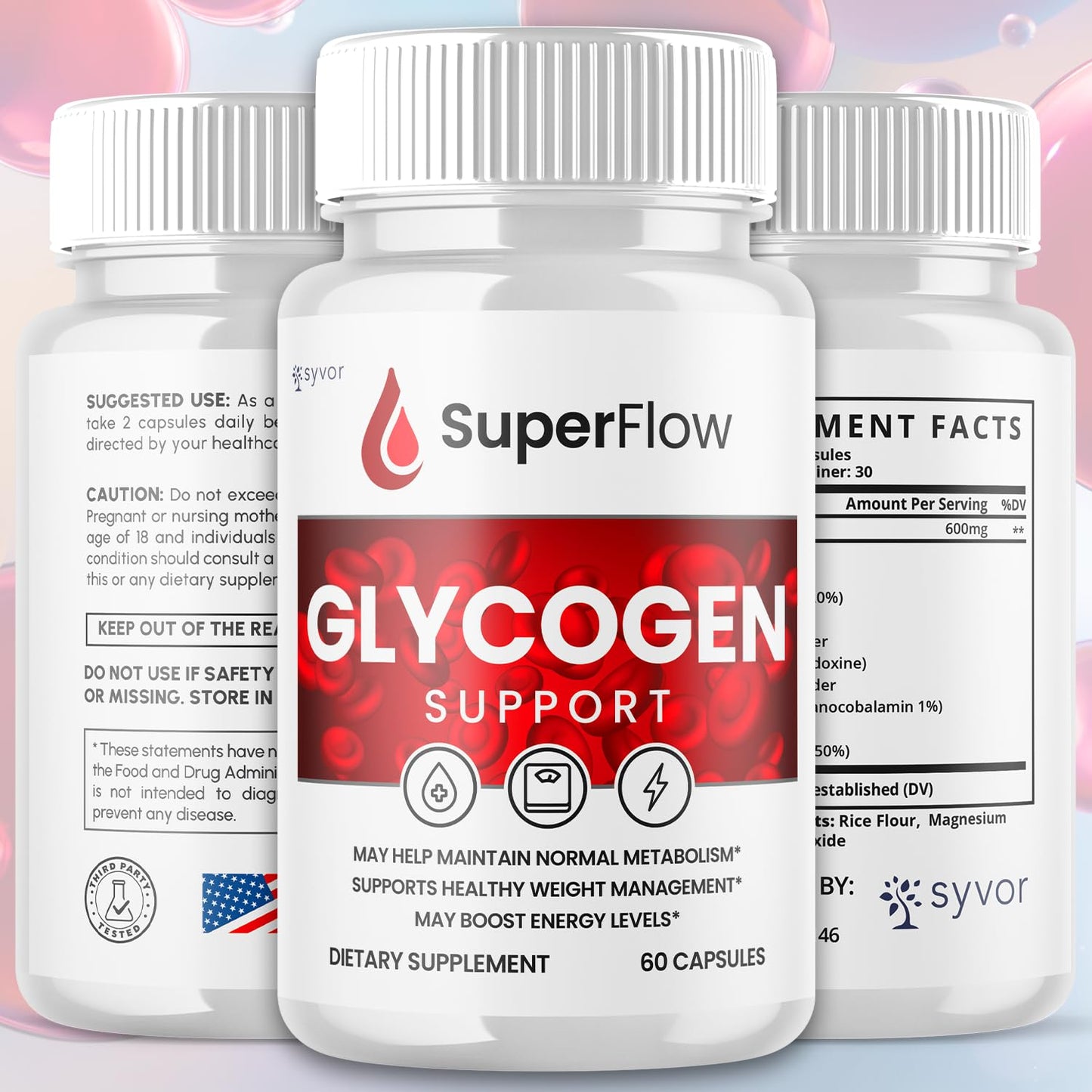 (2 Pack) Super Flow Glycogen Support, Official SuperFlow Advanced Formula Glyco Optimizer Capsules, All Natural Super Flow Pills, Daily Wellness Supplement to Support Healthy Balance (120 Capsules) - dailyvitalstore