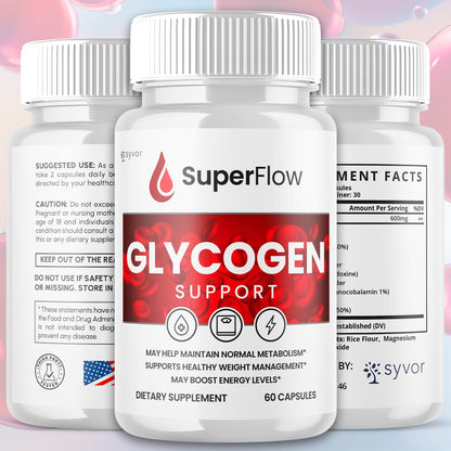 (2 Pack) Super Flow Glycogen Support, Official SuperFlow Advanced Formula Glyco Optimizer Capsules, All Natural Super Flow Pills, Daily Wellness Supplement to Support Healthy Balance (120 Capsules) - dailyvitalstore