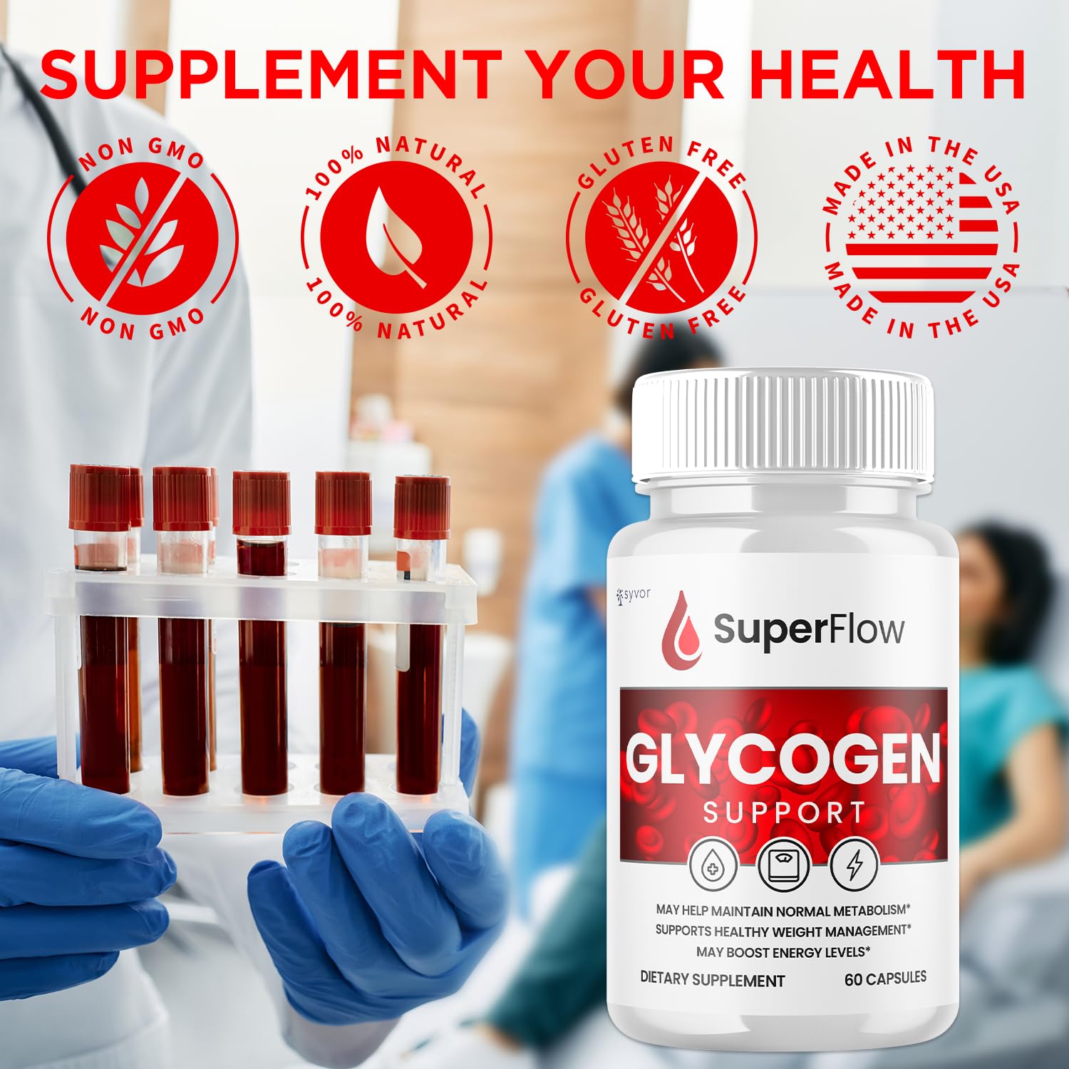 (2 Pack) Super Flow Glycogen Support, Official SuperFlow Advanced Formula Glyco Optimizer Capsules, All Natural Super Flow Pills, Daily Wellness Supplement to Support Healthy Balance (120 Capsules) - dailyvitalstore