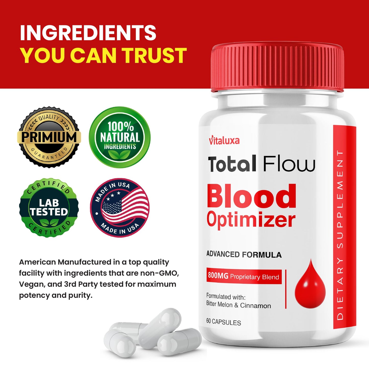 (2 Pack) Total Flow Blood Balance, TotalFlow Blood Support Capsules Supplement Advanced Formula All Natural Optimizer Maximum Strength Daily Health Wellness, TotalFlo Premium Blend Pills (120 Ct) - dailyvitalstore