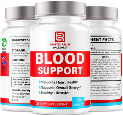 (2 Pack) Trusted Relief Blood Support Capsules - Official TrustedRelief Blood Support Vitamin Pills, Natural Trusted Relief Advanced Premium Formula Wellness & Overal Health, 120 Capsules For 2 Months - dailyvitalstore