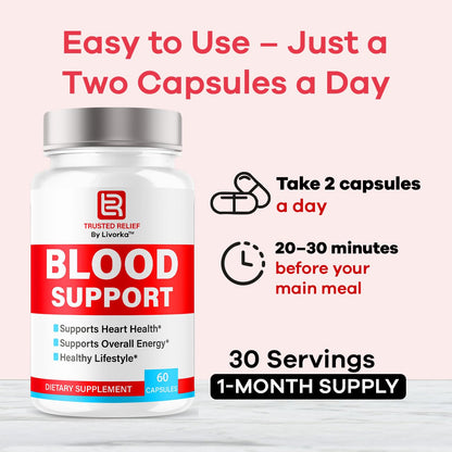 (2 Pack) Trusted Relief Blood Support Capsules - Official TrustedRelief Blood Support Vitamin Pills, Natural Trusted Relief Advanced Premium Formula Wellness & Overal Health, 120 Capsules For 2 Months - dailyvitalstore
