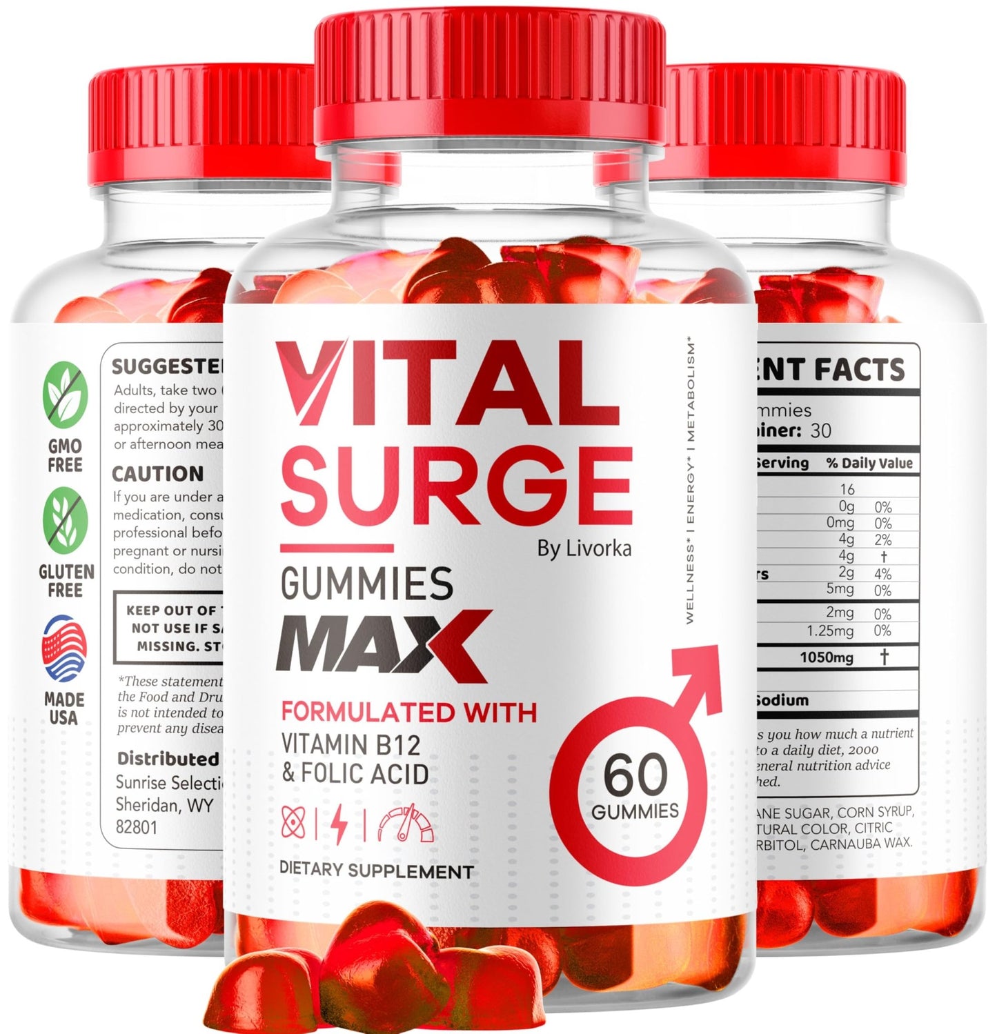 (2 Pack) Vital Surge - Vital Surge for Men, Max Maximum Strength 1050 MG, VitalSurge Supplement Support Gummy Advanced Formula, Premium Vitamin Gomitas (120 Gummies) - dailyvitalstore