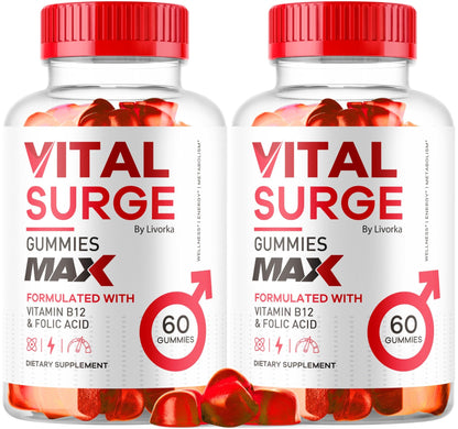 (2 Pack) Vital Surge - Vital Surge for Men, Max Maximum Strength 1050 MG, VitalSurge Supplement Support Gummy Advanced Formula, Premium Vitamin Gomitas (120 Gummies) - dailyvitalstore