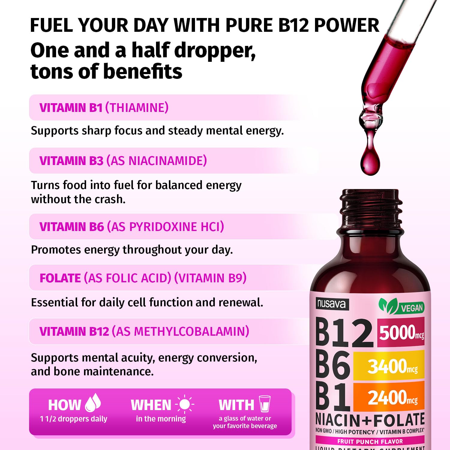 (2 Pack) Vitamin B12 and B6 Liquid Drops, B12 Sublingual Vitamin B Complex - B 12 Vitamin 5000mcg - B12 Methylcobalamin for Energy, Brain, and Heart Support - dailyvitalstore