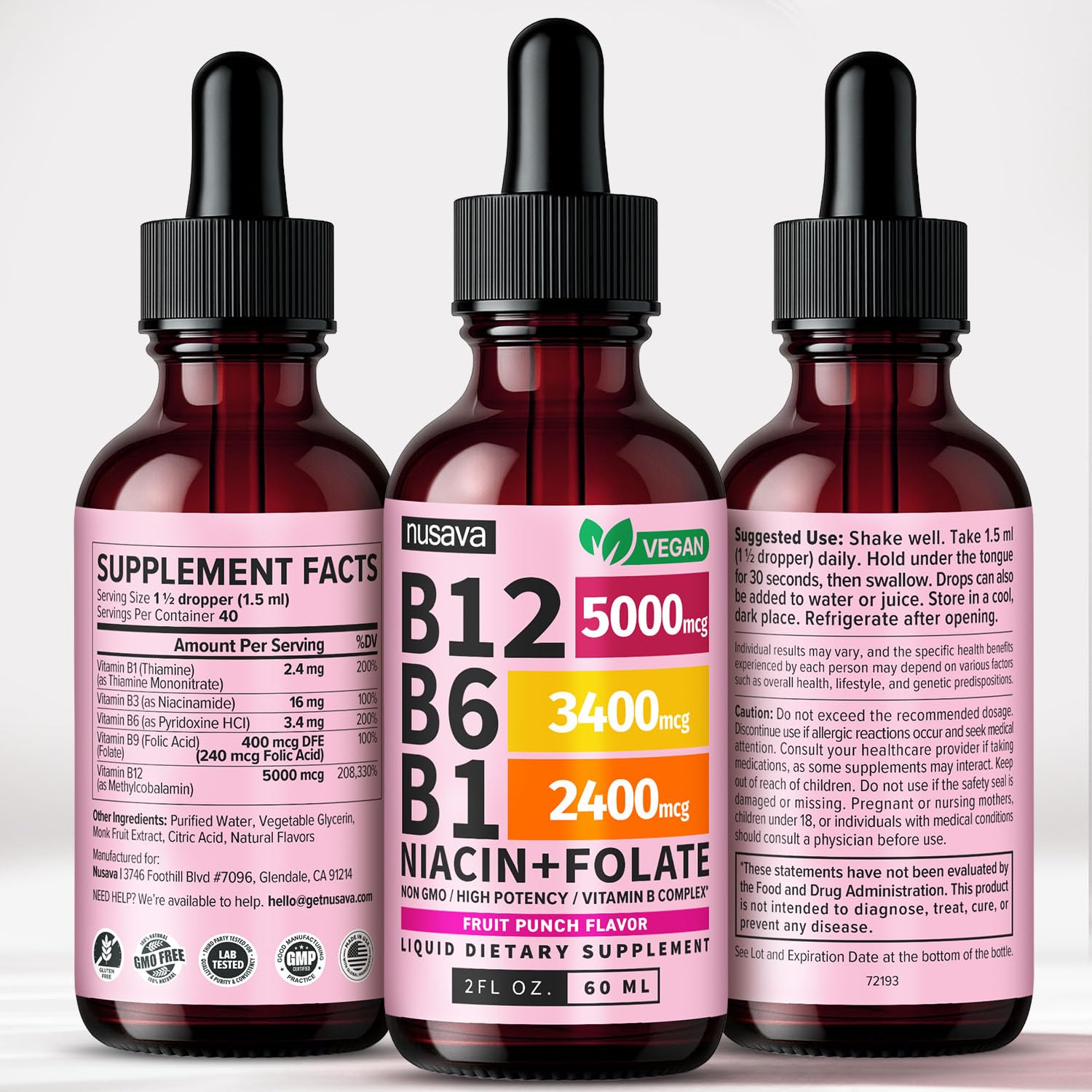 (2 Pack) Vitamin B12 and B6 Liquid Drops, B12 Sublingual Vitamin B Complex - B 12 Vitamin 5000mcg - B12 Methylcobalamin for Energy, Brain, and Heart Support - dailyvitalstore