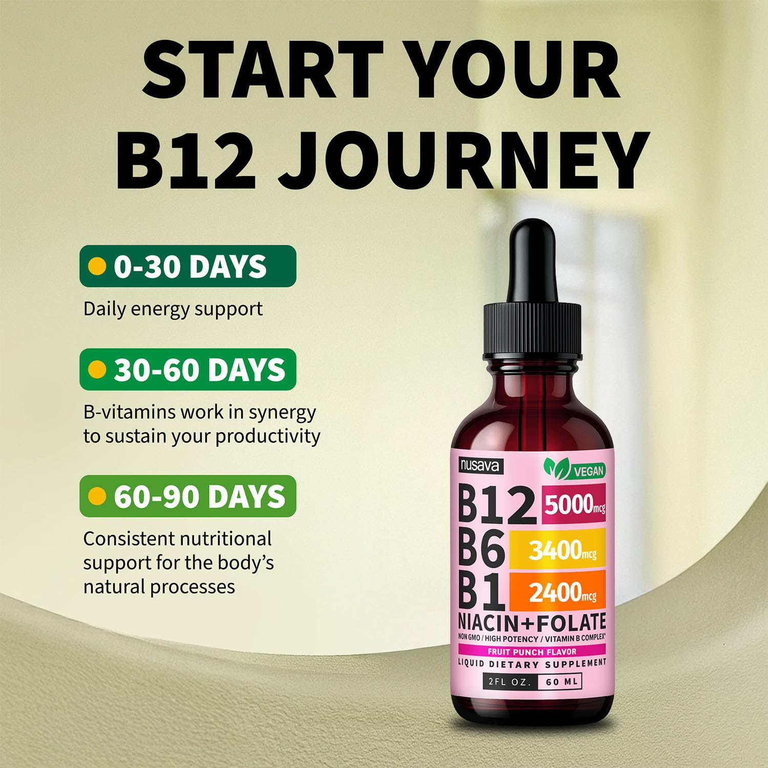 (2 Pack) Vitamin B12 and B6 Liquid Drops, B12 Sublingual Vitamin B Complex - B 12 Vitamin 5000mcg - B12 Methylcobalamin for Energy, Brain, and Heart Support - dailyvitalstore