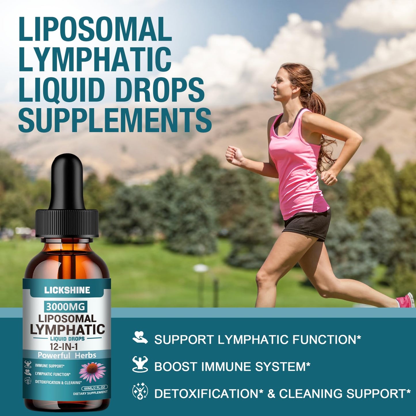 2 Packs 3000MG Liposomal Lymphatic Drainage Drops, 12 in 1 Organic Lymphatic Drainage Supplements with ElderBerry, Burdock Root, Cleavers Herb & Echinacea, Lymphatic Cleanse Immune Support, 4 Fl oz - dailyvitalstore