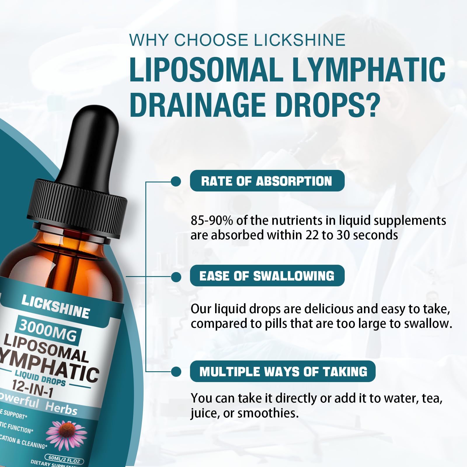 2 Packs 3000MG Liposomal Lymphatic Drainage Drops, 12 in 1 Organic Lymphatic Drainage Supplements with ElderBerry, Burdock Root, Cleavers Herb & Echinacea, Lymphatic Cleanse Immune Support, 4 Fl oz - dailyvitalstore