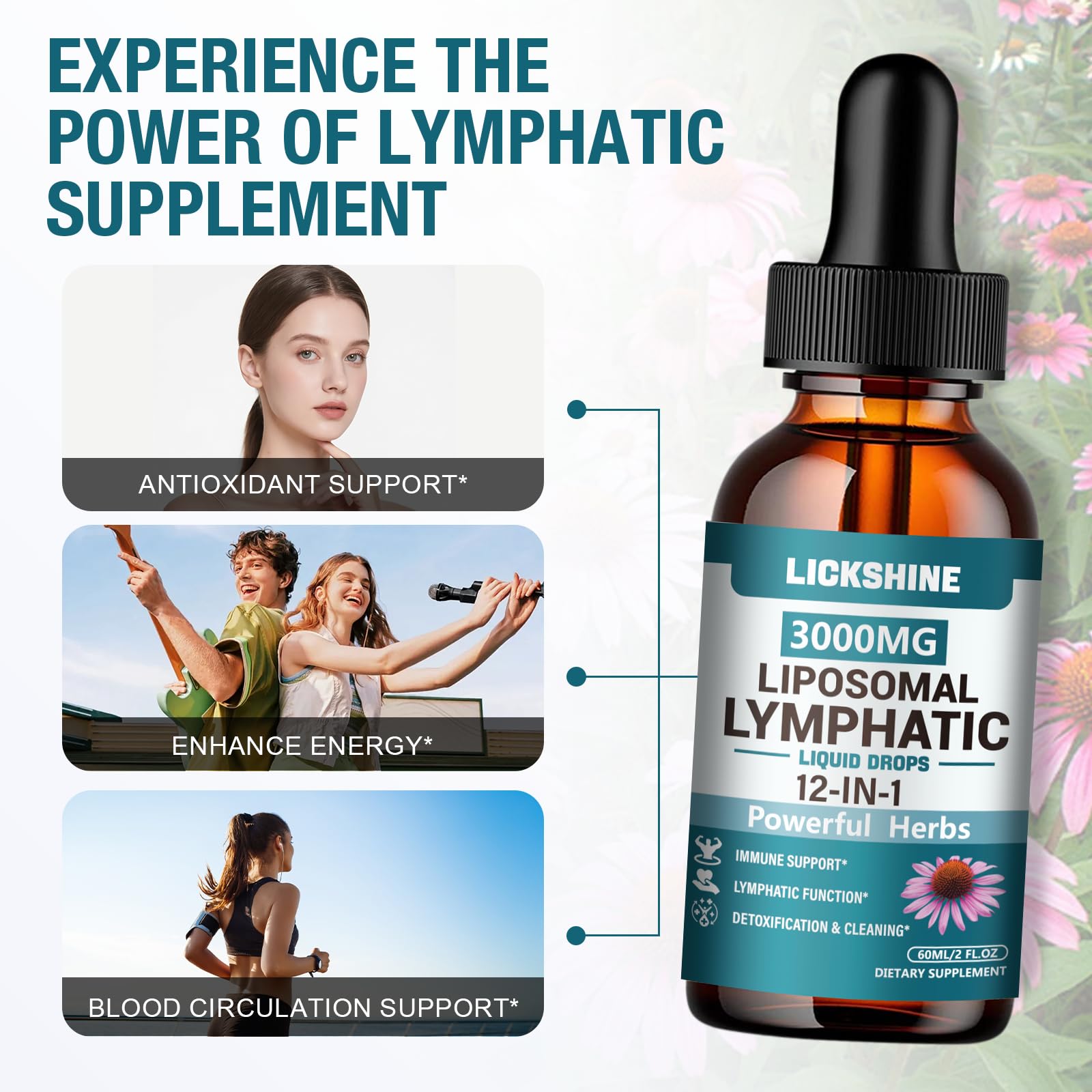 2 Packs 3000MG Liposomal Lymphatic Drainage Drops, 12 in 1 Organic Lymphatic Drainage Supplements with ElderBerry, Burdock Root, Cleavers Herb & Echinacea, Lymphatic Cleanse Immune Support, 4 Fl oz - dailyvitalstore