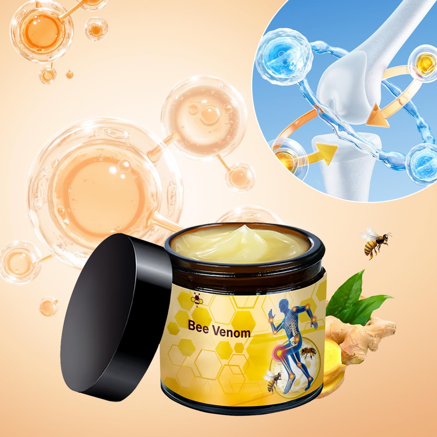 2 Pcs Bee Venom Cream, Professional Bee Venom Cream, Natural Joint Gel, for Neck,Waist,Back Hand Feet and Leg - dailyvitalstore