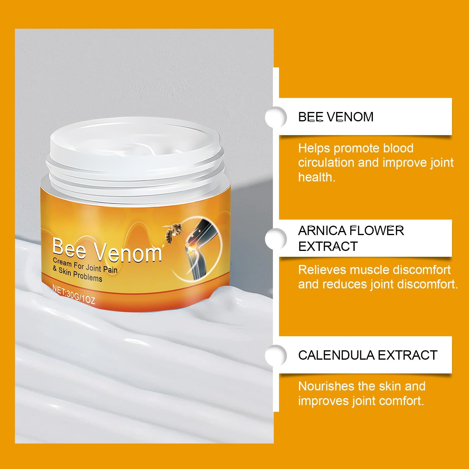 2 PCS Bee Venom Joint and Bone Cream, Bees Venoms Cream Relief Gel for Back, Knee, Hands, Neck, Feet - dailyvitalstore