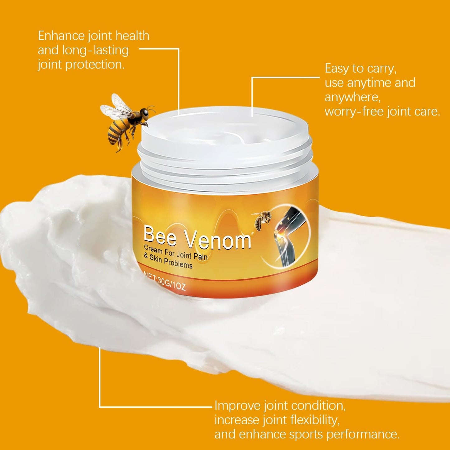 2 PCS Bee Venom Joint and Bone Cream, Bees Venoms Cream Relief Gel for Back, Knee, Hands, Neck, Feet - dailyvitalstore