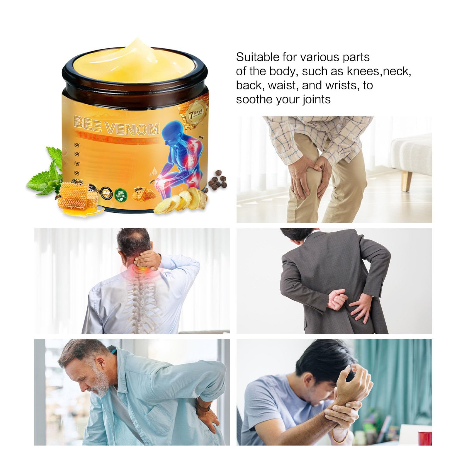 2 Pcs Bee Venom Joint Treatment Cream, Throughout Release Joint Activities Muscle and Massage Relief Gel. - dailyvitalstore
