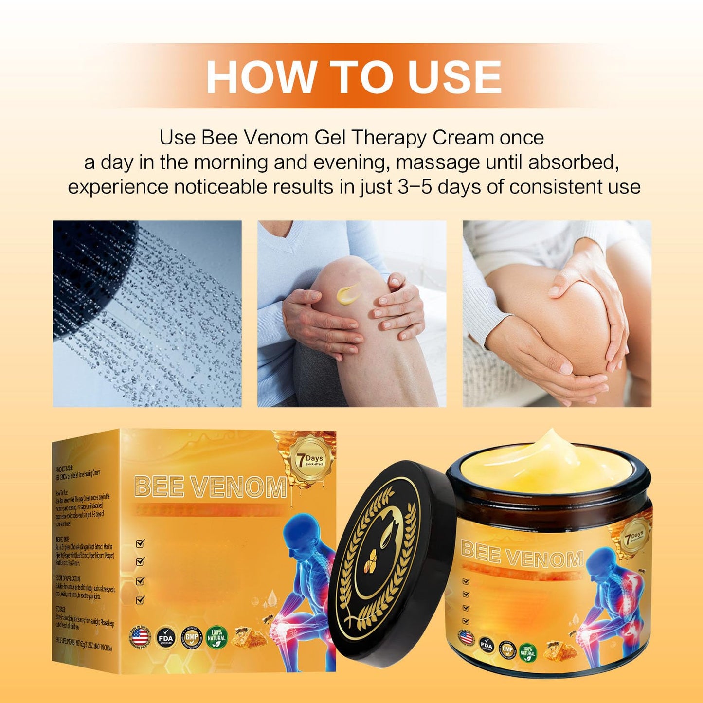 2 Pcs Bee Venom Joint Treatment Cream, Throughout Release Joint Activities Muscle and Massage Relief Gel. - dailyvitalstore