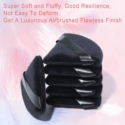 2 Pcs EVAOUXIU Triangle Powder Puff for Face Powder, Soft Plush Setting Makeup Puff, Velour Cosmetic Foundation Blender Sponge Beauty Makeup Tools (Black) - dailyvitalstore