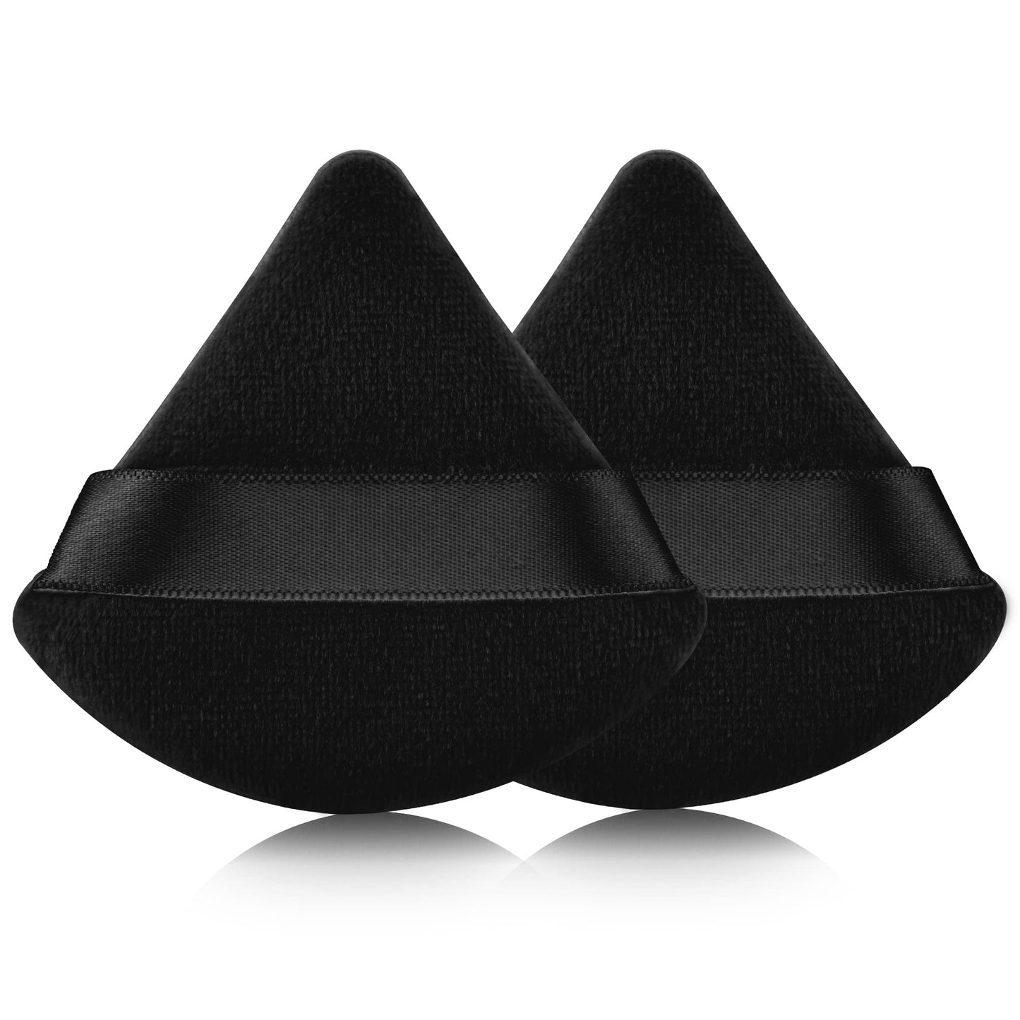 2 Pcs EVAOUXIU Triangle Powder Puff for Face Powder, Soft Plush Setting Makeup Puff, Velour Cosmetic Foundation Blender Sponge Beauty Makeup Tools (Black) - dailyvitalstore