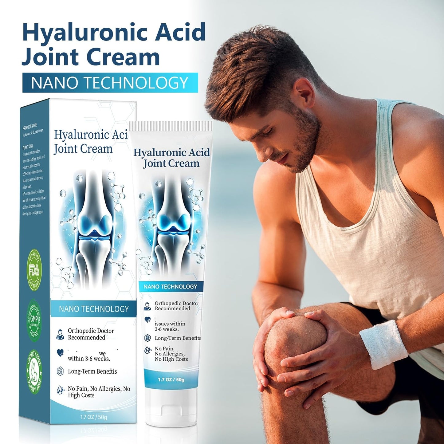 2 PCS Hyaluronic Acid Joint R-epair Gel, Soothing Massage Gel, Quickly Relieve Joint discomfort for Back, Neck, Kne, Soothing Relief for Dry, Cracked Skin Joint Activities Throughout The Body - dailyvitalstore