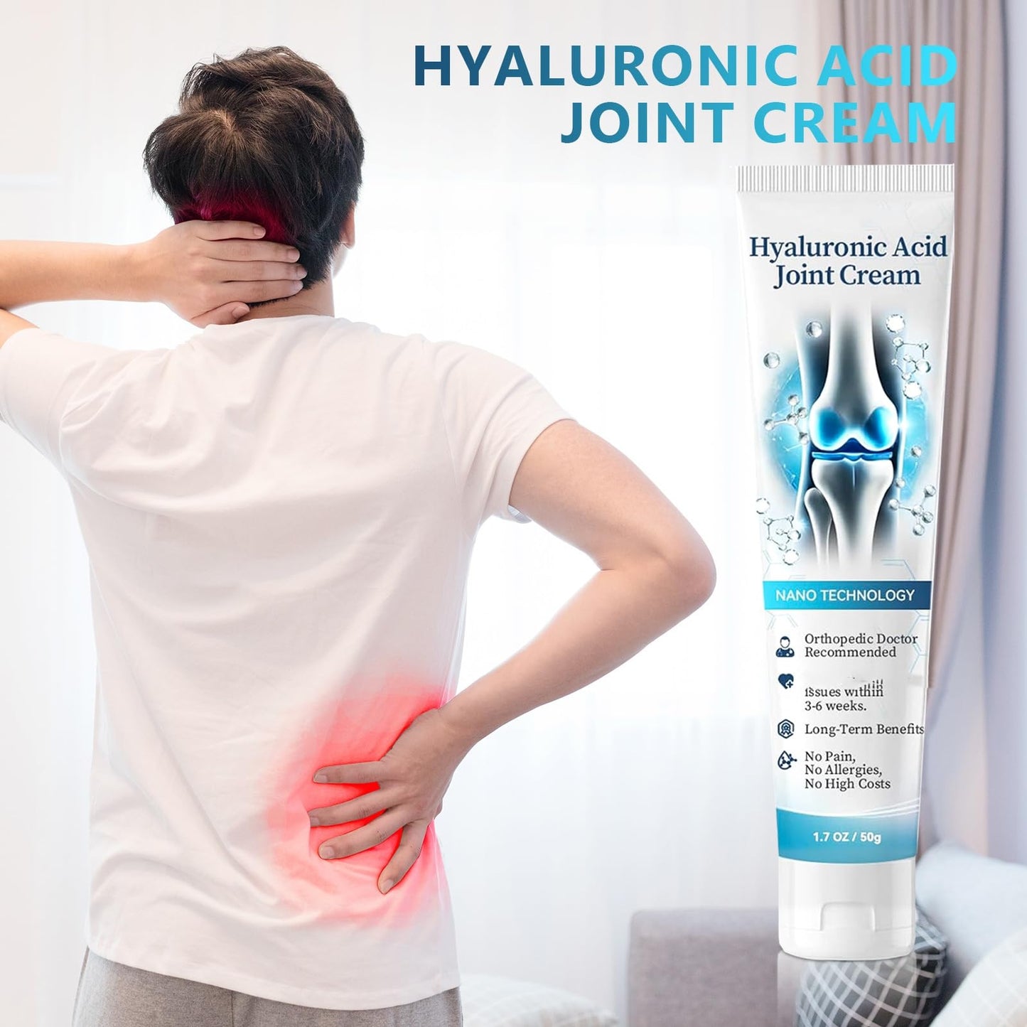 2 PCS Hyaluronic Acid Joint R-epair Gel, Soothing Massage Gel, Quickly Relieve Joint discomfort for Back, Neck, Kne, Soothing Relief for Dry, Cracked Skin Joint Activities Throughout The Body - dailyvitalstore