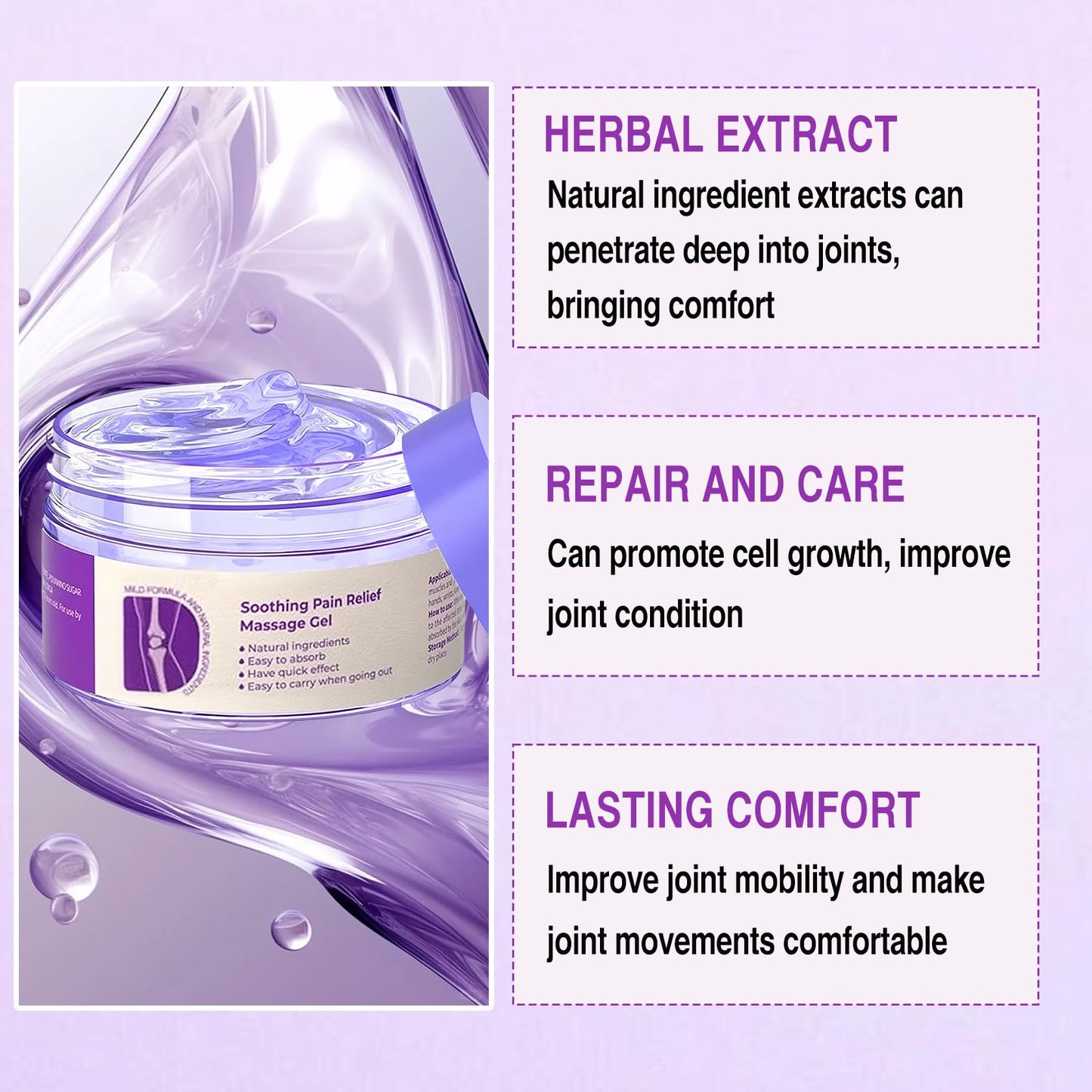 2 PCS Joint Gel Purple Gel，Soothing Pain Relief Massage Cream，Full-Body Joint Effective Soothes for Knees, Lumbar, Hands, Neck and Shoulders - dailyvitalstore