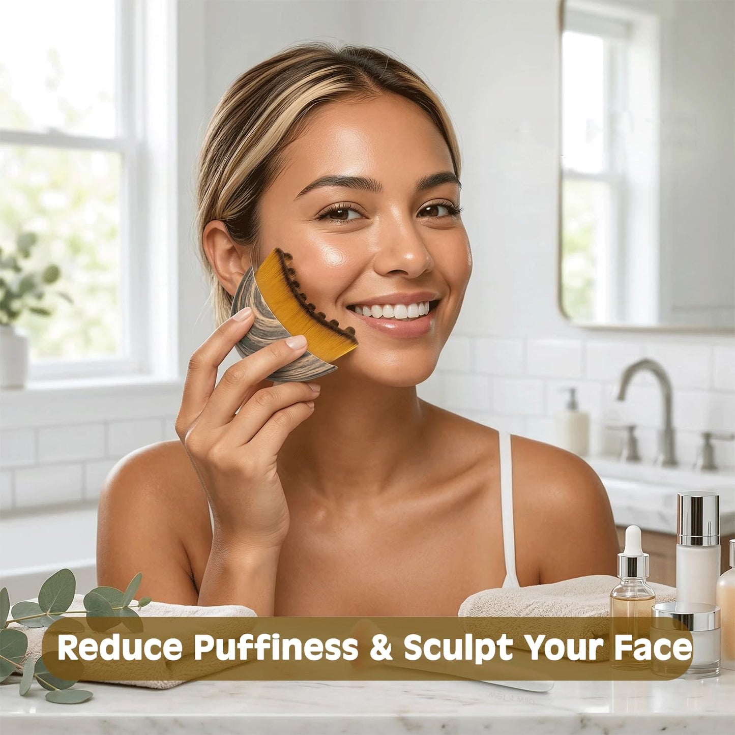 2 pcs Lymphatic Contour Face Brush with Cosmetic Mask Brush, Lymphatic Drainage Massager for Sculpting & Puffiness Reduction, Soft Bristle Face Contour Lymphatic for Skin Precisely and Relieve Fatigue - dailyvitalstore