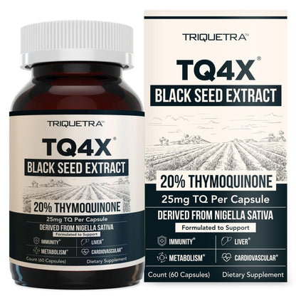 20% Thymoquinone Black Seed Extract Capsules - TQ-Advanced 4X®: Potent Thymoquinone Concentration Available - 60:1 Concentrate from Nigella Sativa - dailyvitalstore