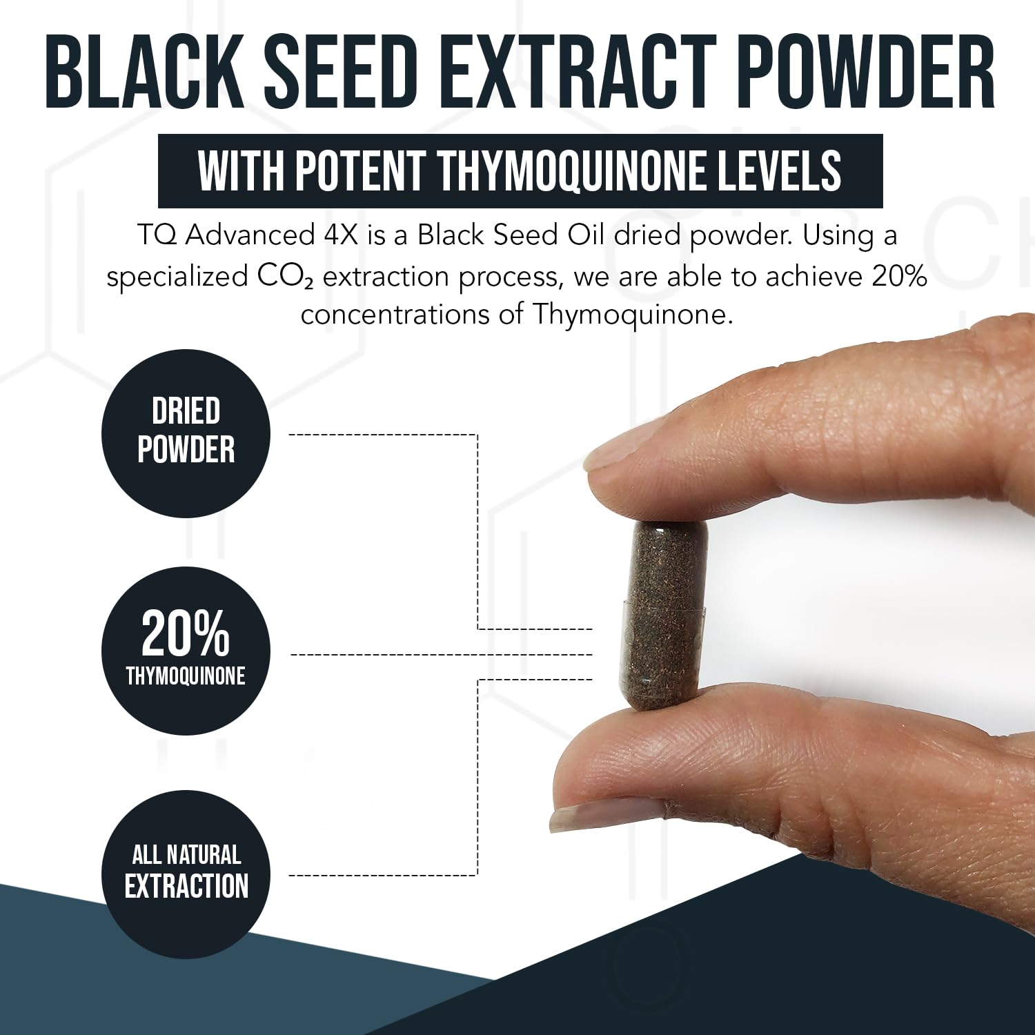 20% Thymoquinone Black Seed Extract Capsules - TQ-Advanced 4X®: Potent Thymoquinone Concentration Available - 60:1 Concentrate from Nigella Sativa - dailyvitalstore