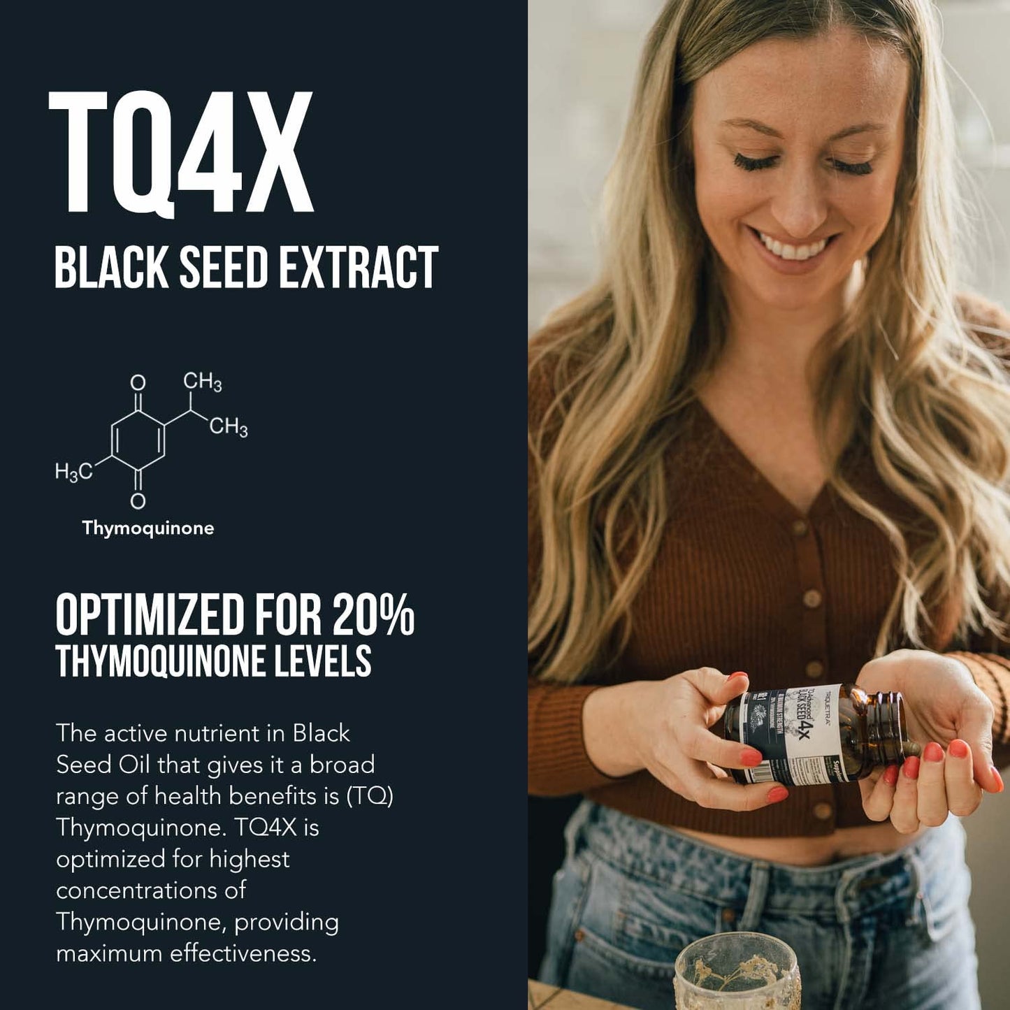 20% Thymoquinone Black Seed Extract Capsules - TQ-Advanced 4X®: Potent Thymoquinone Concentration Available - 60:1 Concentrate from Nigella Sativa - dailyvitalstore