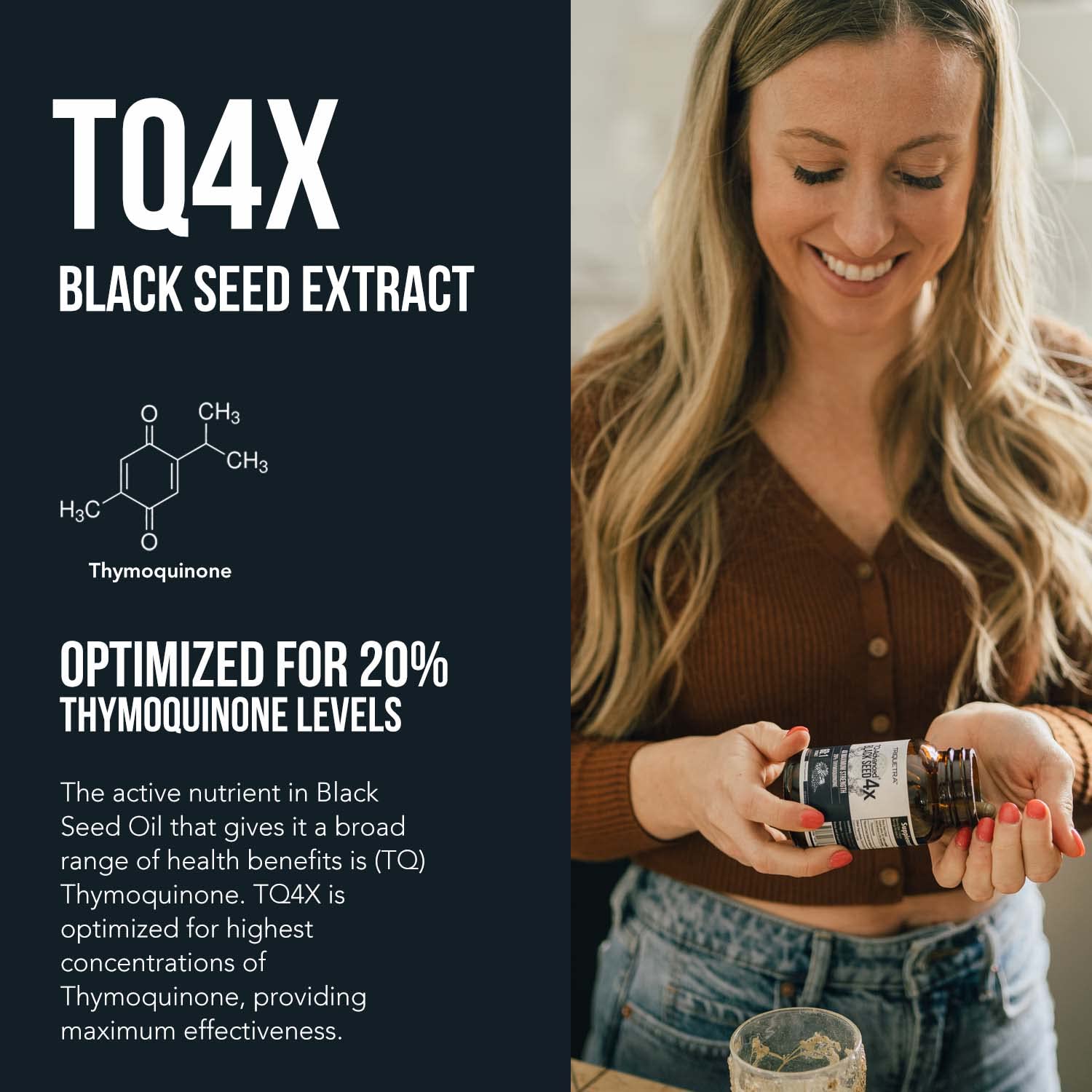 20% Thymoquinone Black Seed Extract Capsules - TQ-Advanced 4X®: Potent Thymoquinone Concentration Available - 60:1 Concentrate from Nigella Sativa - dailyvitalstore