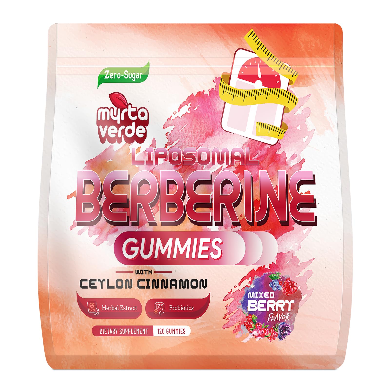 2000mg Liposomal Berberine Supplement Gummies | High Potency Berberine HCI Activates AMPK with Ceylon Cinnamon | Advanced Absorption | Zero Sugar Mixed-Berry | 120 Count - dailyvitalstore