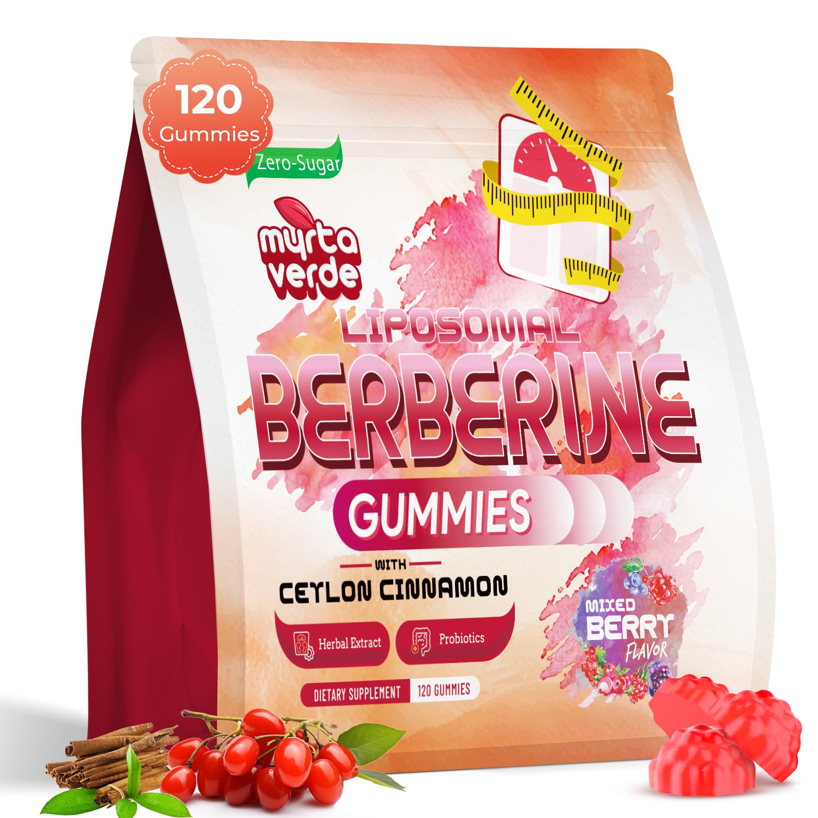 2000mg Liposomal Berberine Supplement Gummies | High Potency Berberine HCI Activates AMPK with Ceylon Cinnamon | Advanced Absorption | Zero Sugar Mixed-Berry | 120 Count - dailyvitalstore