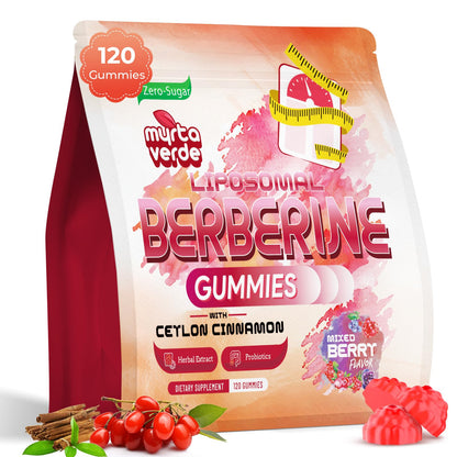 2000mg Liposomal Berberine Supplement Gummies | High Potency Berberine HCI Activates AMPK with Ceylon Cinnamon | Advanced Absorption | Zero Sugar Mixed-Berry | 120 Count - dailyvitalstore