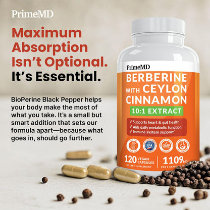 21-in-1 Berberine Supplement with Ceylon Cinnamon Capsules - Dihydroberberine with Chromium, Bitter Melon & Green Tea Extract - Berberine with Ceylon Cinnamon - dailyvitalstore