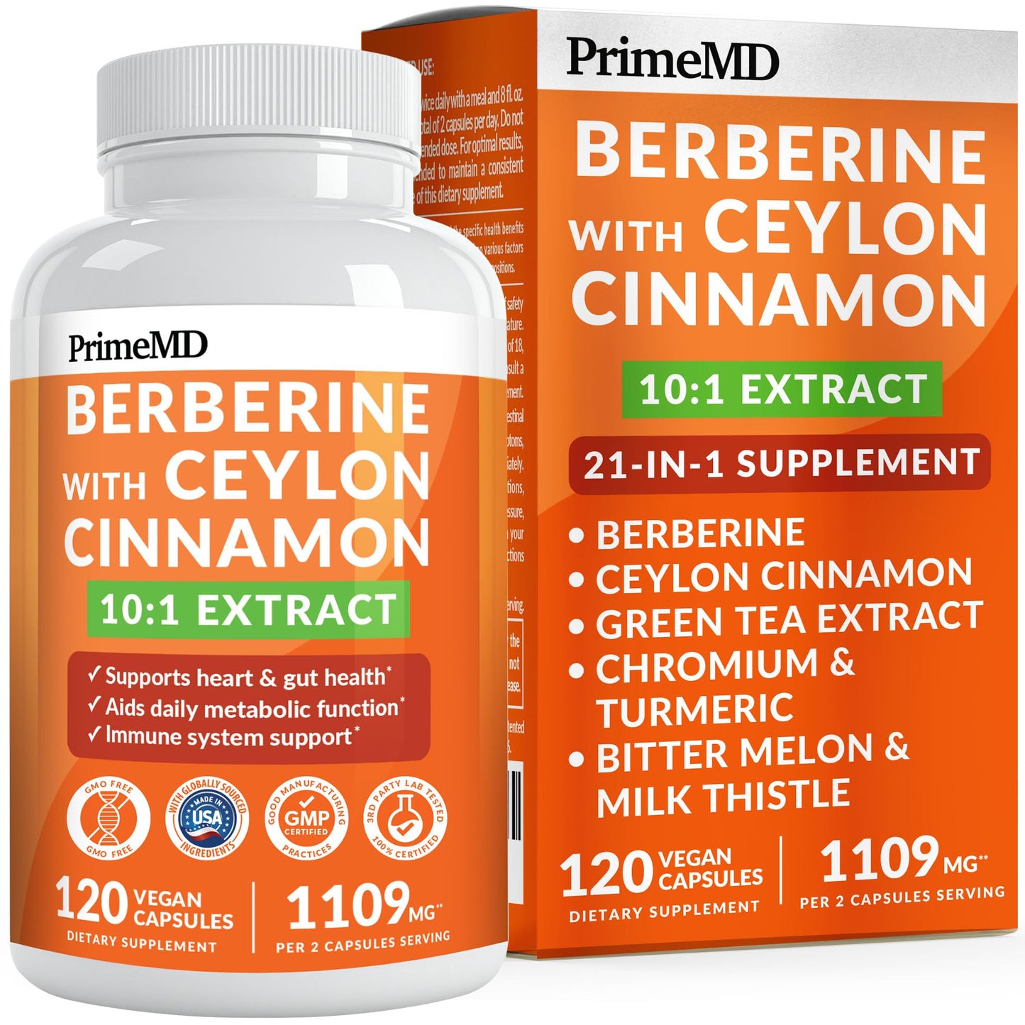21-in-1 Berberine Supplement with Ceylon Cinnamon Capsules - Dihydroberberine with Chromium, Bitter Melon & Green Tea Extract - Berberine with Ceylon Cinnamon - dailyvitalstore