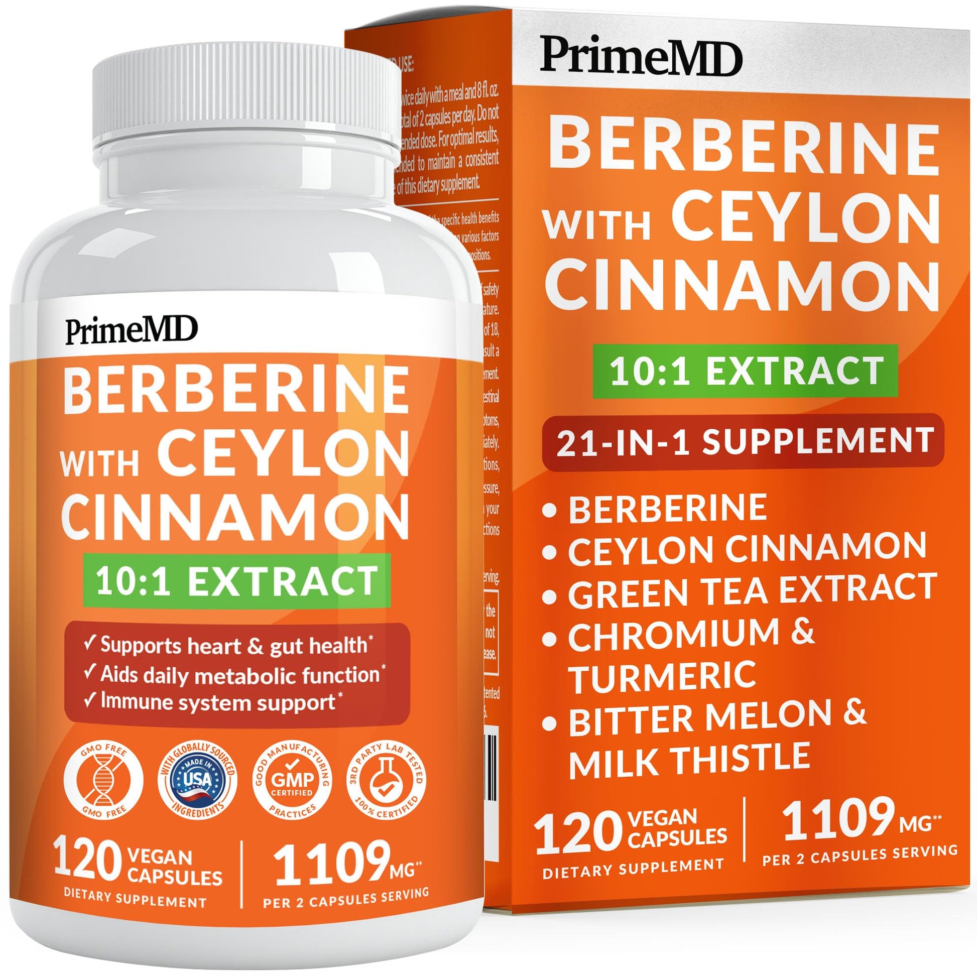 21-in-1 Berberine Supplement with Ceylon Cinnamon Capsules - Dihydroberberine with Chromium, Bitter Melon & Green Tea Extract - Berberine with Ceylon Cinnamon - dailyvitalstore