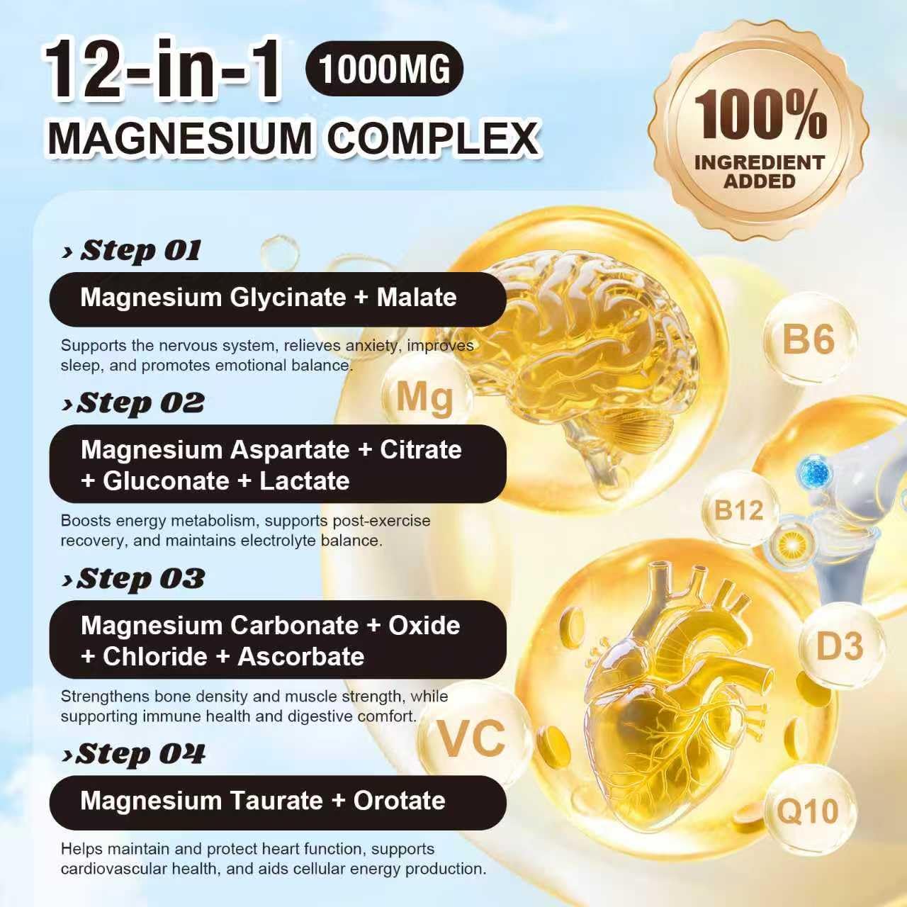 21 in 1 Liposomal 1400mg Magnesium Complex (Citrate, Glycinate, Malate etc) Capsule - 12 Active Types Magnesium with Vitamin D3, B6, B12, C, Ashwagandha & CoQ10 for Women & Men - Support Bone & Muscle - dailyvitalstore