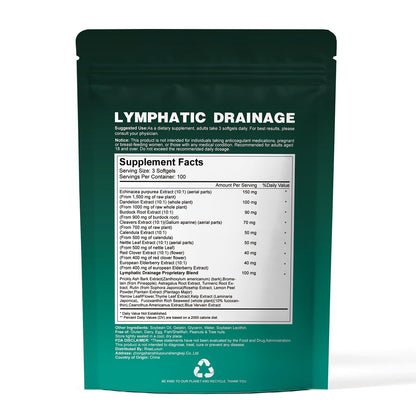 21-in-1 Liposomal Lymphatic Drainage Supplements, 100 Day Supply, 6000mg Lymph System Support for Women & Men with Echinacea, Dandelion, Burdock, Bromelain, Calendula, Turmeric & More, 300 Softgels - dailyvitalstore