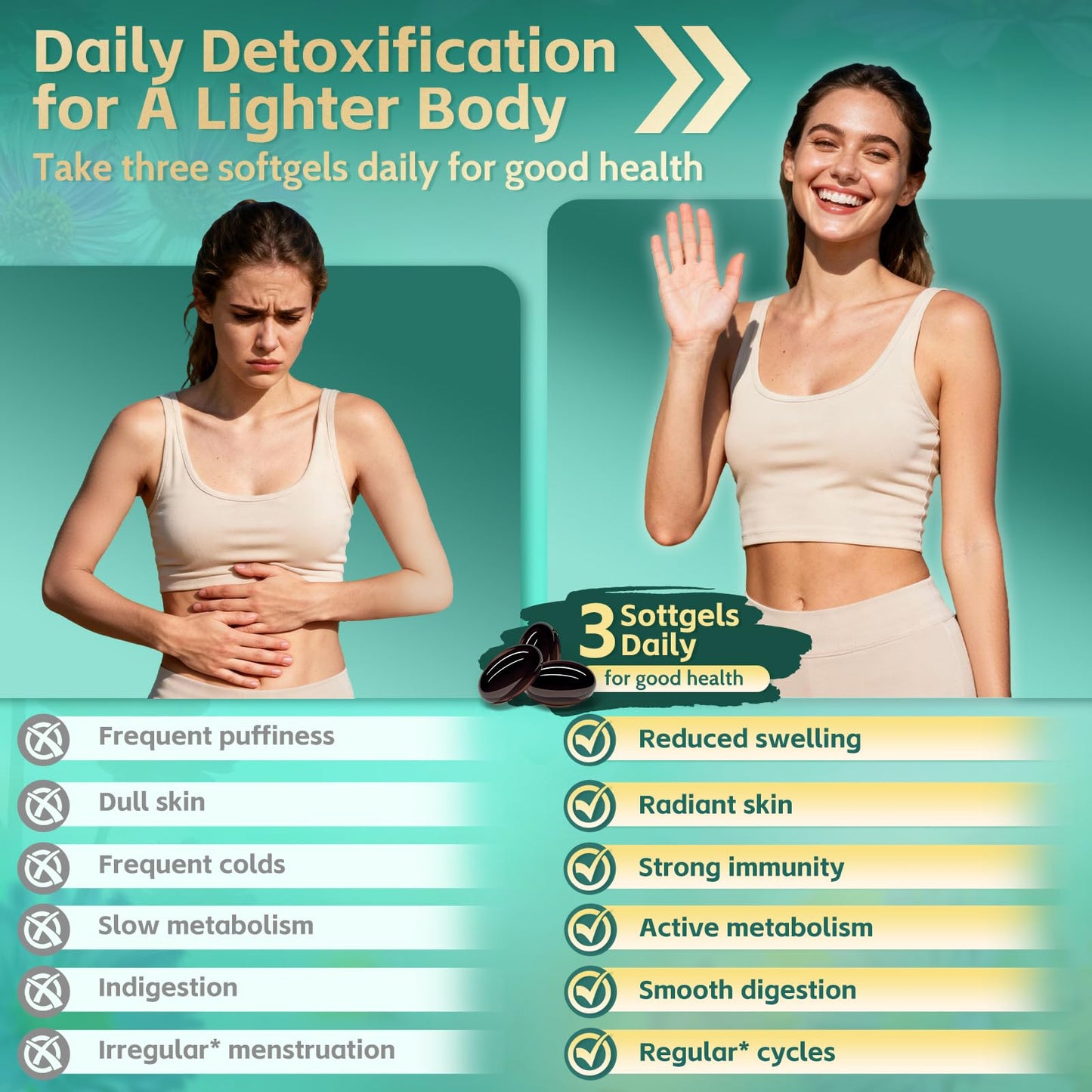 21-in-1 Liposomal Lymphatic Drainage Supplements, 100 Day Supply, 6000mg Lymph System Support for Women & Men with Echinacea, Dandelion, Burdock, Bromelain, Calendula, Turmeric & More, 300 Softgels - dailyvitalstore
