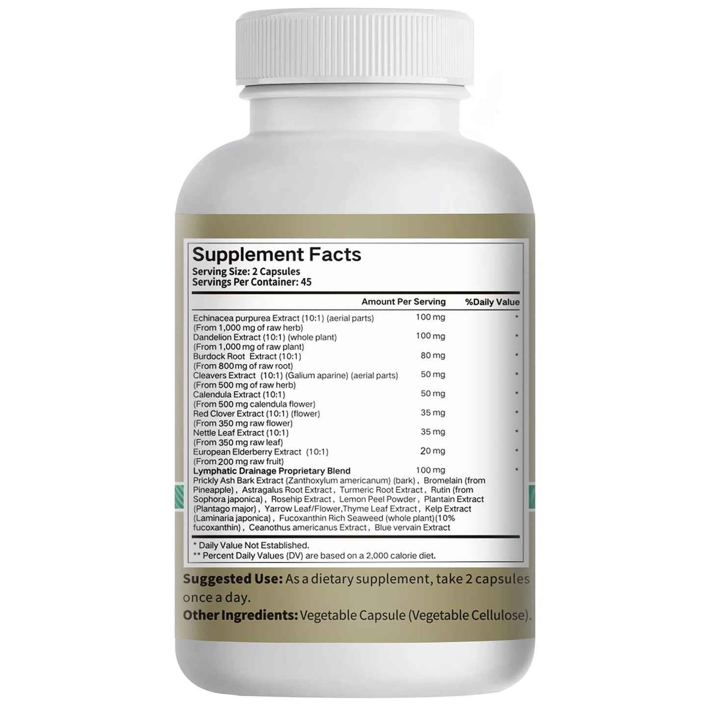 21-in-1 Liposome Lymphatic Drainage Supplements, 45 Day Supply, 4800mg Immune & Lymph System Support, 10:1 Concentrated Technology, Echinacea, Dandelion, Burdock, Bromelain, Calendula, 90 Capsules - dailyvitalstore