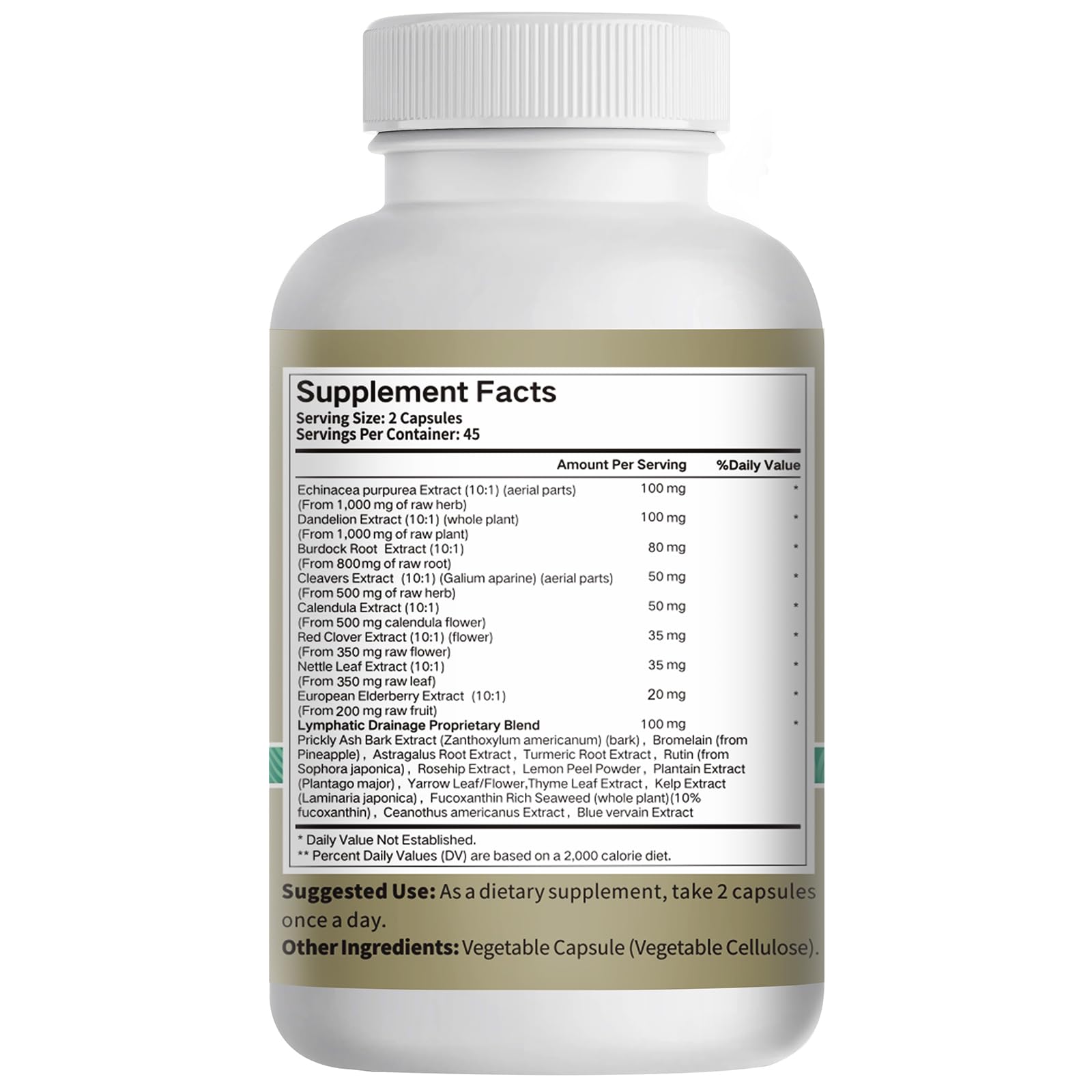 21-in-1 Liposome Lymphatic Drainage Supplements, 45 Day Supply, 4800mg Immune & Lymph System Support, 10:1 Concentrated Technology, Echinacea, Dandelion, Burdock, Bromelain, Calendula, 90 Capsules - dailyvitalstore