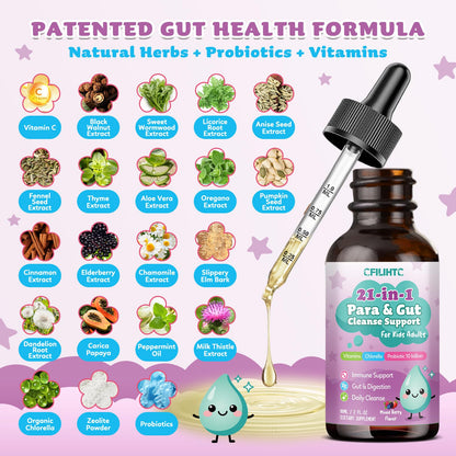 21 in 1 Parasite Cleanse for Humans & Kids, Herbal Gut Cleanse & Detox Support, Wormwood Black Walnut Pumpkin Seed, Probiotics 10 Billion CFU, Digestive - dailyvitalstore