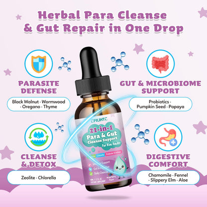 21 in 1 Parasite Cleanse for Humans & Kids, Herbal Gut Cleanse & Detox Support, Wormwood Black Walnut Pumpkin Seed, Probiotics 10 Billion CFU, Digestive - dailyvitalstore