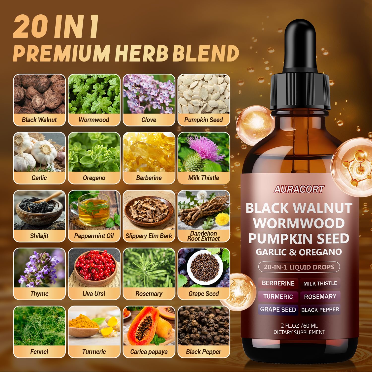 21-in-1 Wormwood Black Walnut Clove Parasite Cleanse,Pumpkin Seed, Garlic, Oregano, Berberine - Gentle Gut Cleanse & Digestive Health - Alcohol-Free, - dailyvitalstore