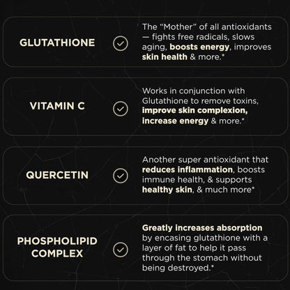 2150mg Super Liposomal Glutathione Supplement w. Vitamin C, Quercetin & Pure L Glutathione 2000mg Triple Action Formula Glutathione Liposomal Supplement - dailyvitalstore