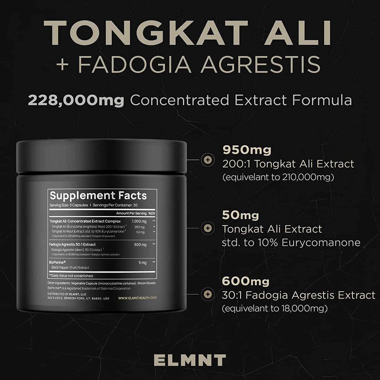 228,000mg 200x Strength Tongkat Ali for Men w. Fadogia Agrestis Extract - 10% Eurycomanone Longjack Highest Potency Fadogia Agrestis Tongkat Ali Supplement - Muscle Growth & Test Support Pills for Men - dailyvitalstore
